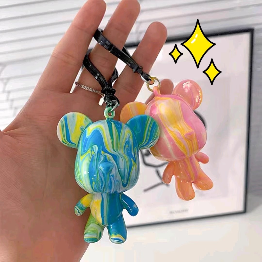 Deyuer Key Chain Cartoon Jelly Color Bear Unisex Multipurpose Letter Key  Ring Holder Bag Decoration 